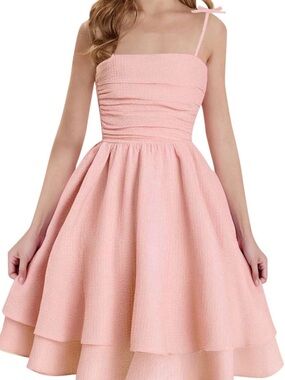 Amazon Pink Tie-Shoulder Casual Sundress for Girls